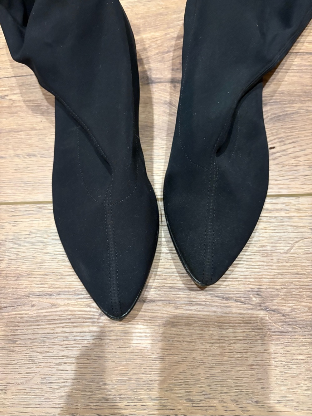 Women's Black Pointed Toe Stretch Over the Knee Boots